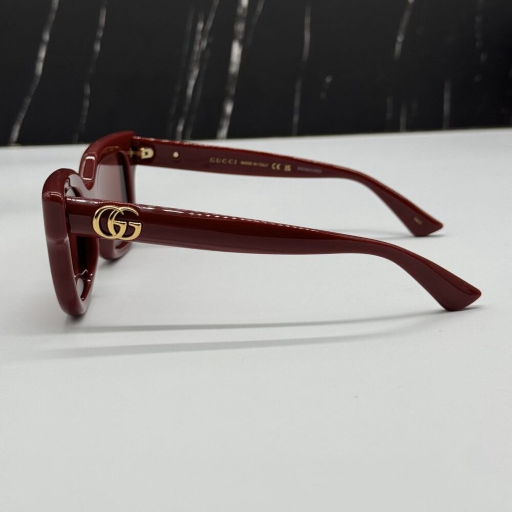 NEW GG1828S 003 GUCCI SUNGLASSES SHINY SOLID BURGUNDY WOMEN EYEWEAR GUCCI - Picture 7 of 12